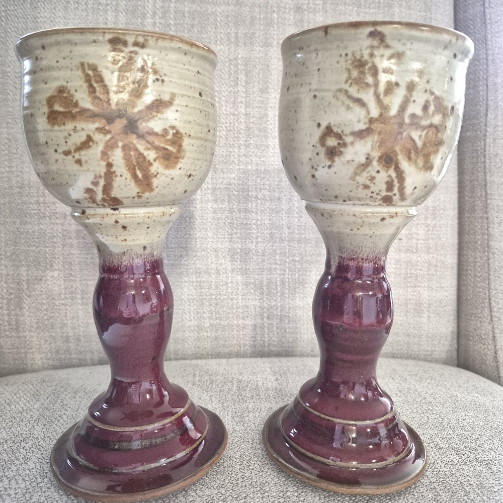 Don Zver Studio Pottery Hand Crafted Pottery Goblets Set Of 2